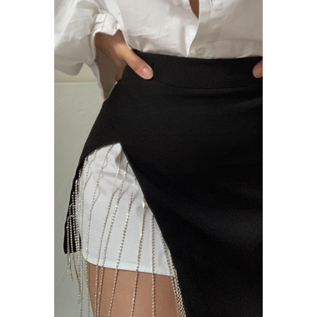 'Bella' - mini skirt with Rhinestone chain Tassel