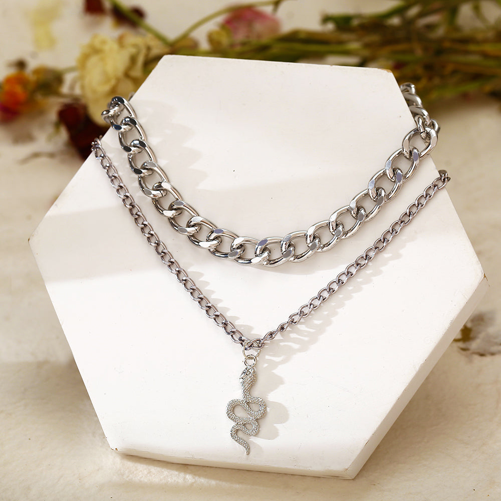 Multilayer Silver Necklace (Two chains)