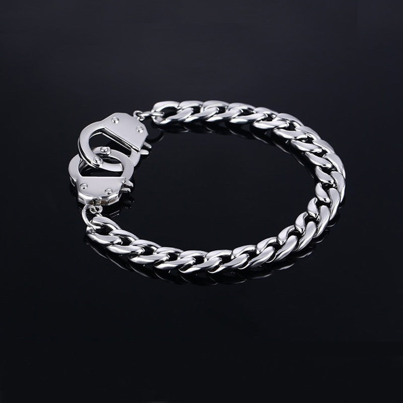 Handcuffs With Silver Chain Bracelet